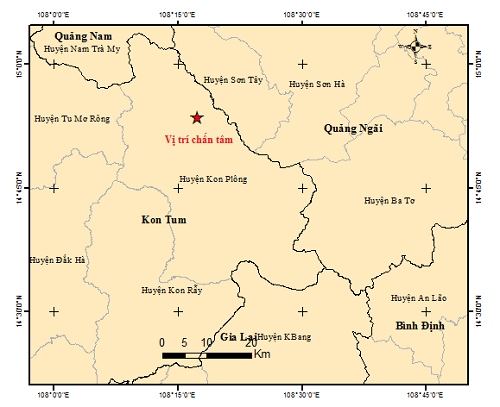 Lại xảy ra động đất tại huyện Kon Plông, tỉnh Kon Tum